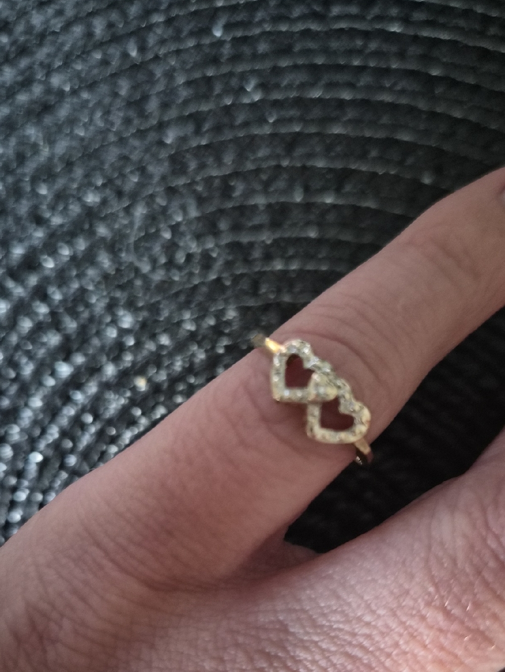 Gold Double Heart Ring with Crystal Accents - Women Jewelry